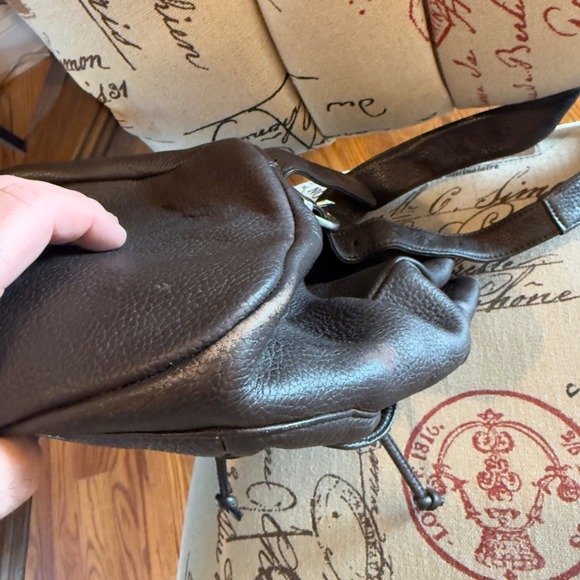 Eddie Bauer Vintage Brown Pebbled Leather Backpack Rucksack Drawstring 023-2591 main image 4